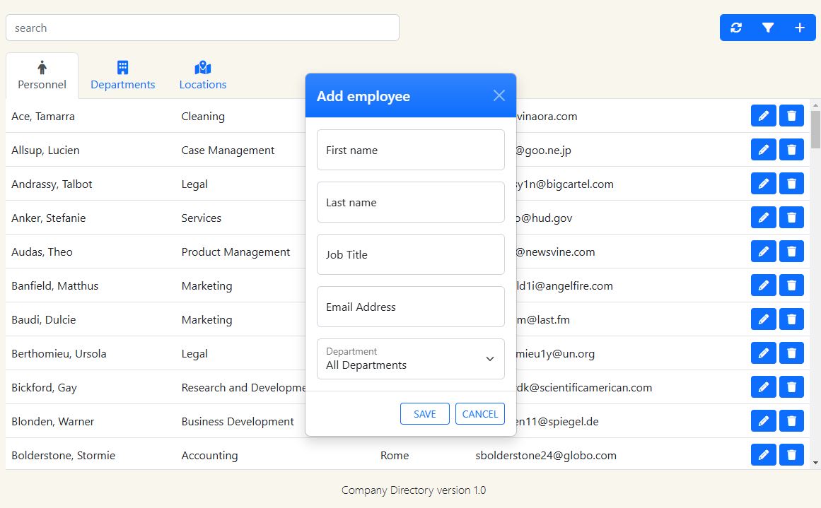 add employee modal